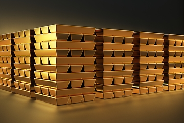 Image showing Stacks of gold bars