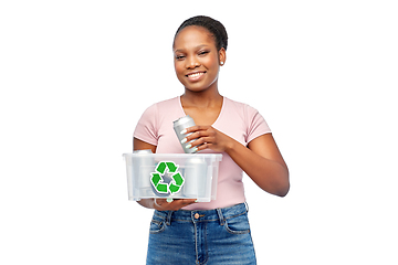 Image showing african american woman sorting metallic waste