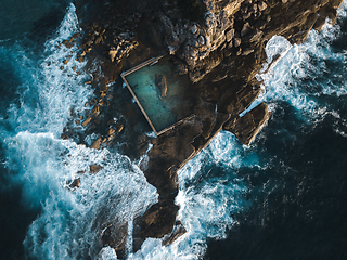 Image showing Curl Curl Ocean Rock Pool built into the side of a cliff