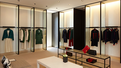 Image showing luxury and fashionable european different clothes shop