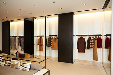 Image showing luxury and fashionable european different clothes shop