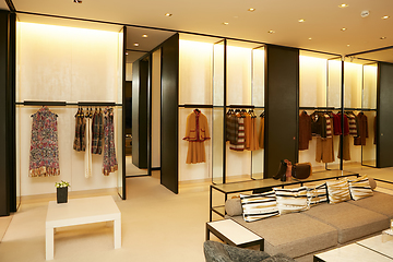 Image showing luxury and fashionable european different clothes shop