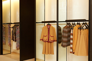 Image showing luxury and fashionable european different clothes shop