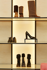 Image showing Bright large luxury shoe store with new collection