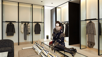 Image showing Woman mannequin in luxury clothes shop