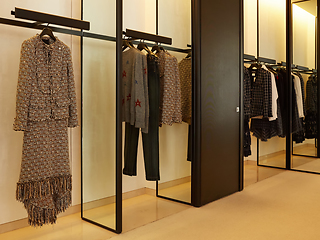 Image showing luxury and fashionable european different clothes shop