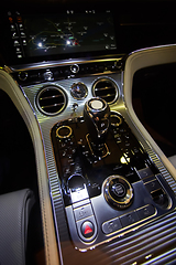 Image showing Design details of minimalist concept of modern car - close-up details of automatic transmission and gear stick