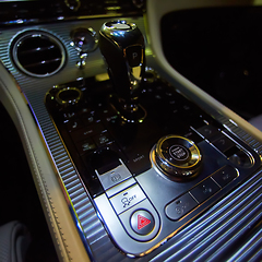 Image showing Design details of minimalist concept of modern car - close-up details of automatic transmission and gear stick