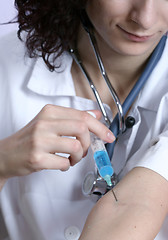 Image showing Portrait of a young doctor with stethoscope.