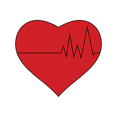 Image showing Flat design icon of Heart with cardio diagram