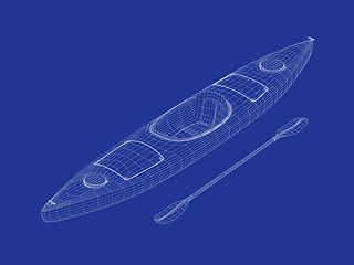 Image showing 3D model of kayak with paddle