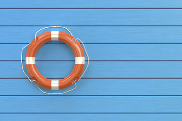 Image showing Lifebuoy ring on the blue floor
