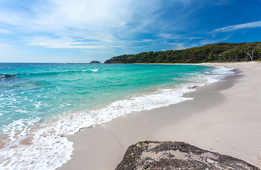 Image showing Beautiful idyllic beach scene in Eden Australia