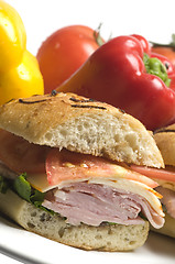Image showing gourmet ham sandwich