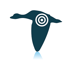 Image showing Flying Duck Silhouette With Target Icon