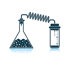 Image showing Icon of chemistry reaction with two flask