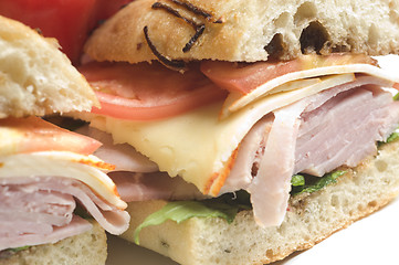 Image showing gourmet ham sandwich