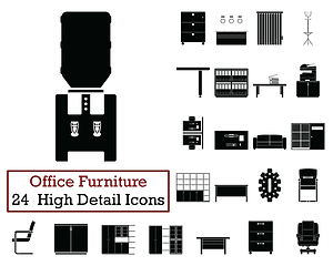 Image showing Set of 24  Office Furniture Icons