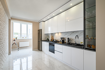 Image showing White kitchen in classic style