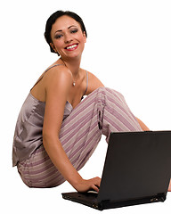 Image showing Casual woman on laptop