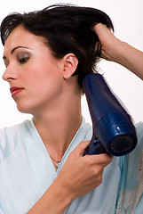 Image showing Blow drying hair