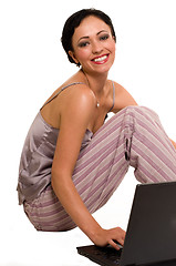 Image showing Casual woman on laptop