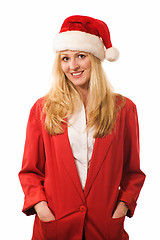 Image showing Blond woman with Santa hat