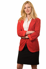 Image showing Woman in red business sut