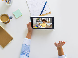 Image showing teacher with tablet pc having online class