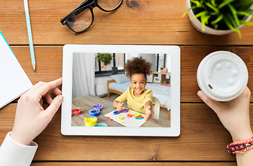 Image showing teacher with tablet pc having online class