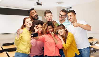 Image showing international students and teacher taking selfie