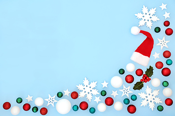 Image showing Christmas Snowflake and Tree Decorations Background 