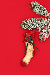 Image showing Retro Christmas Stocking Fir Tree Decoration