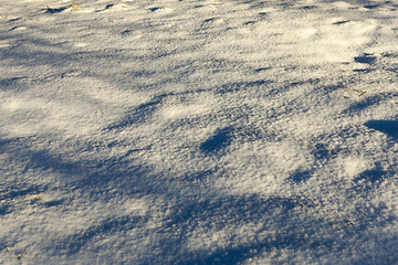 Image showing Snow at sunset ,