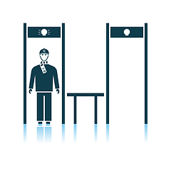 Image showing Stadium Metal Detector Frame With Inspecting Fan Icon