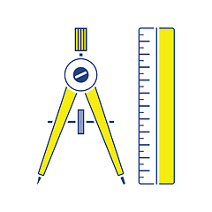 Image showing Flat design icon of Compasses and scale iin ui colors