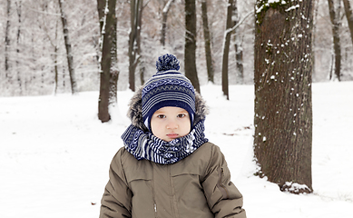 Image showing Boy in winter, close up