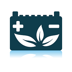 Image showing Car Battery With Leaf Icon