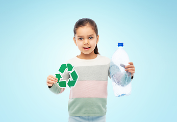 Image showing girl with green recycling sign and plastic bottle