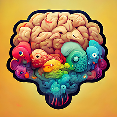 Image showing Colorful creative human brain. Cartoon style. 