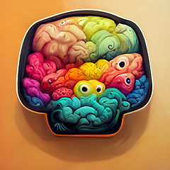 Image showing Colorful creative human brain. Cartoon style.