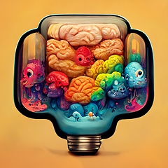 Image showing Colorful creative human brain. Cartoon style.
