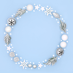 Image showing Fantasy Christmas Wreath with Tree Bauble Decorations 