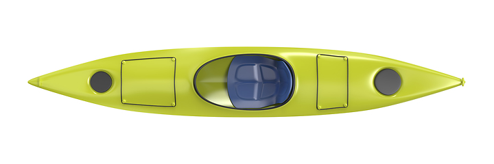 Image showing Green plastic kayak, top view