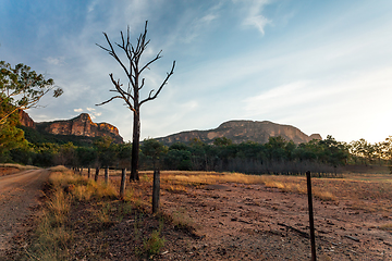 Image showing Afternoon light hits the majestic mountains around Capertee Vall