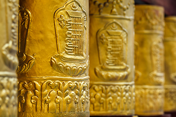 Image showing Prayer wheels in Tabo Monastery