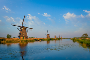 Image showing Windmills at Kinderdijk in Holland. Netherlands