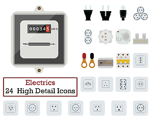 Image showing Set of 24  Electrics Icons