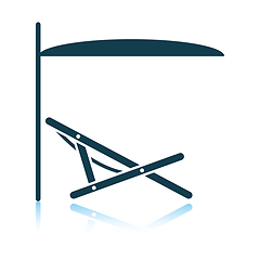 Image showing Sea beach recliner with umbrella icon