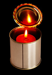 Image showing candle on a tin can